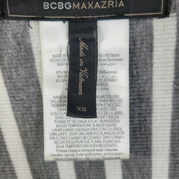 BCBG size XS Light Weight Cardigan Sweatshirt Open Front Drape Stripe grey - Picture 4 of 5